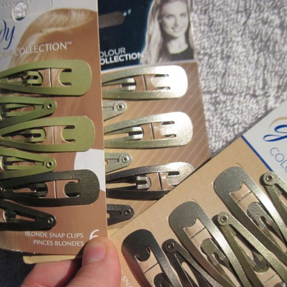 6 Goody Colour Collection Glittery Painted Metal Snap Hair Clips Blonde Brunette - Picture 5 of 16